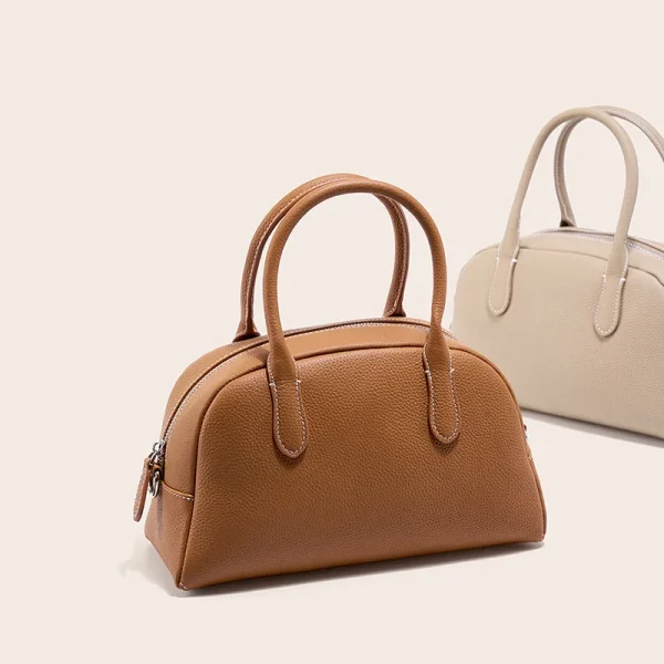 2026 New Boston Cowhide Female Bag Lady Fashion Daily Casual Shoulder Bag Girls Crossbody Messenger Commute Tote