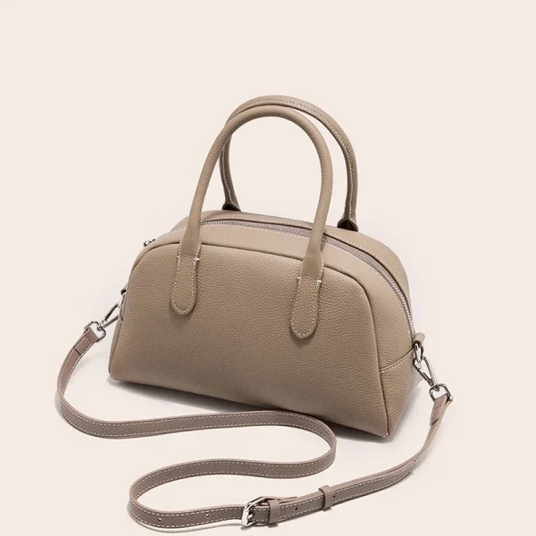 2026 New Boston Cowhide Female Bag Lady Fashion Daily Casual Shoulder Bag Girls Crossbody Messenger Commute Tote
