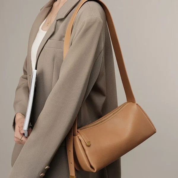 2026 New Fashion Simple Boston Bag Genuine Leather Women Tote Bag Large Capacity Handbag Ladies Fashion Shoulder Bag