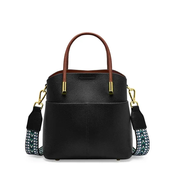 2026 Top Layer Cowhide Vegetable Basket Genuine Leather Bucket Bag for Women Tote Bags Shoulder Cowhide Bag for Women