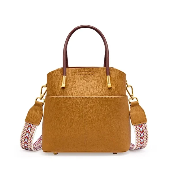2026 Top Layer Cowhide Vegetable Basket Genuine Leather Bucket Bag for Women Tote Bags Shoulder Cowhide Bag for Women