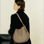 2026 Women Cowhide Saddle Bag Fashion Ladies Shoulder Bag Simple Leather Shoulder Crossbody Bag for Women