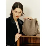 2026 Women Cowhide Saddle Bag Fashion Ladies Shoulder Bag Simple Leather Shoulder Crossbody Bag for Women