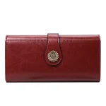 Fashion Genuine Leather Wallet Card Holder Female Long Purse Leather Female Clutch Wallets Zipper Purse Money Bag
