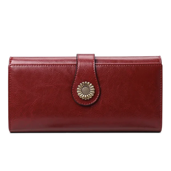 Fashion Genuine Leather Wallet Card Holder Female Long Purse Leather Female Clutch Wallets Zipper Purse Money Bag
