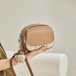 Retro Tofu Small Square Shoulder Bag Messenger Female Real Leather Flap Handbag 2026New Round Crossbody Shoulder Travel Tote Bag